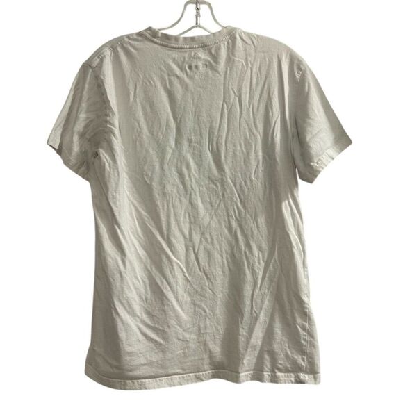 Adidas Men's White T-Shirt L Bold Black Logo Graphic Print Crew Neck - Picture 7 of 8